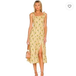Paige Tamika Tiered Midi Dress Yellow Floral Size Medium